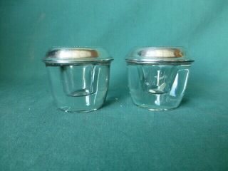 Two Antique Frank M Whiting Sterling Silver And Glass Candle Holders