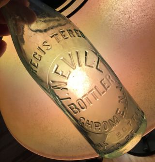 Old Chrome Nj Soda Bottle Blob Top Embossed T Nevill 1800s Advertising