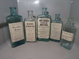 Morgan Market Drayton Labeled Medicine Chemist Bottles
