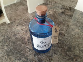 Empty Drumshanbo Gunpowder Irish Gin Bottle.