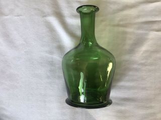 Old Green Glass Bottle,  Caraf Hand Blown