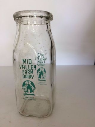 Vintage Half Pint Milk Bottle - Mid Valley Farm - Pennsylvania?