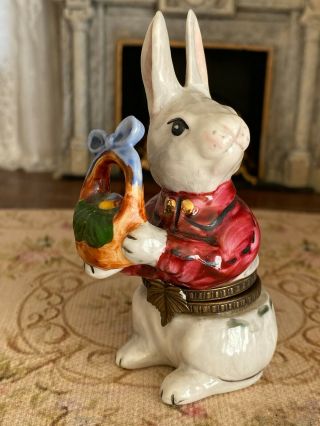 Vintage Miniature Porcelain Rabbit Easter Bunny Trinket Box Artisan Studio Usa