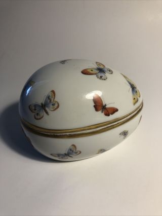 GORGEOUS LIMOGES EGG SHAPED TRINKET BOX WITH BUTTERFLIES MADE IN FRANCE 2