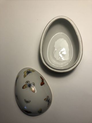 GORGEOUS LIMOGES EGG SHAPED TRINKET BOX WITH BUTTERFLIES MADE IN FRANCE 3