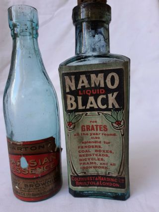 Rare Labeled Bottles Namo Black Gartons Gravy Browning C1900s
