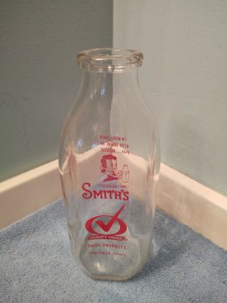 Vtg Milk Bottle 1 Qt Smith 