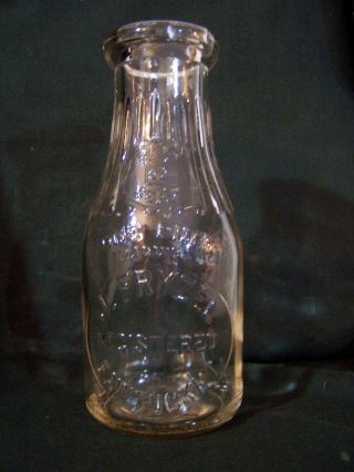 Antique J.  Fryzel Embossed Glass Milk Bottle Ri Dairy Creamery Farm 1 Pt
