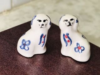 Vintage Dollhouse Miniature Staffordshire Porcelain Dogs Hand Painted Spaniels 2