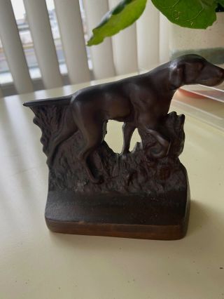 Vintage Cast Iron Pointer Dog Doorstop Or Bookend 5 In.  X 5 In.