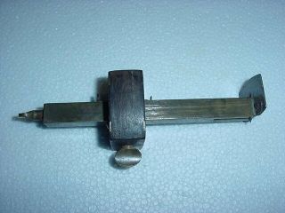 Antique Brass And Wood Mortise Marking Scribe Wood Tool