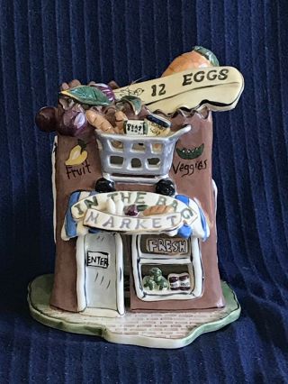 “in The Bag Market” Tealight Candle House Blue Sky Clayworks By Heather Goldminc
