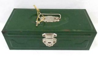 Vintage Rare Square Union Steel Chest Usa Utility Tackle Tool Box And Key Green