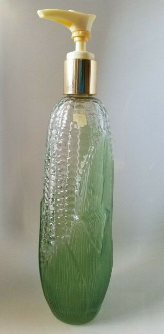 Vintage Avon Golden Harvest Corn On The Cob Glass Lotion Oil Soap Pump Dispenser