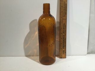 Antique 1886 10” Duffy Malt Whiskey Co.  Amber Color Bottle Rochester,  Ny