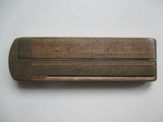 Vintage Antique Brass And Wood Folding Ruler 32 And ½