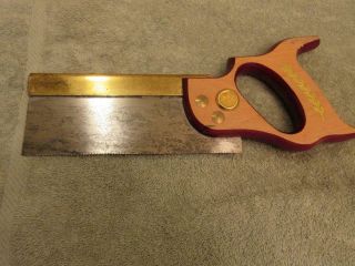 Vintage Pax No.  1 Brass Back 8 " Rip Tooth Saw W/ Hard Wood Handle England