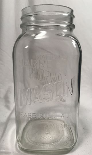Canadian Mason Jar 1 Quart Square Glass Canning Regular Top Made In Canada