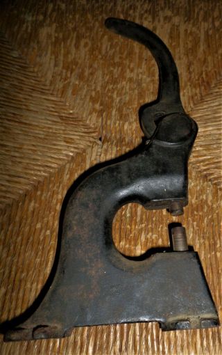 Antique Cast Iron Rivet Press Marked Patd Unknown Maker Leather Tool Good Cond.