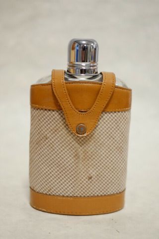 Glass And Metal Flask With Leather And Wool Case