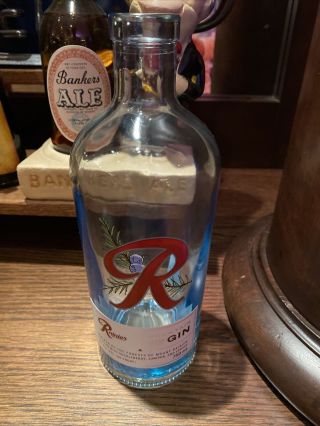 Rainier Gin For Life Bottle Paper Label Aqua Seattle,  Wa Washington Beer 750ml