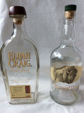Buffalo Trace & Elijah Craig Small Batch Bourbon Whiskey 750 Ml Bottles Empty