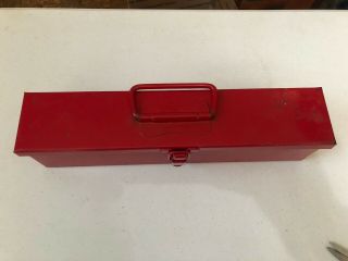 Vintage Nielsen Hardware Corporation Metal Tool Box With Handle And Latch Red