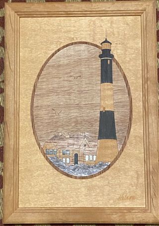 Hudson River Inlay Fire Island Lighthouse Wood Artwork