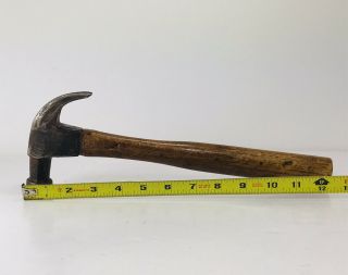 Antique Hand Made Drop Forged 16 Oz Claw Hammer Wood Handle - Date:1914