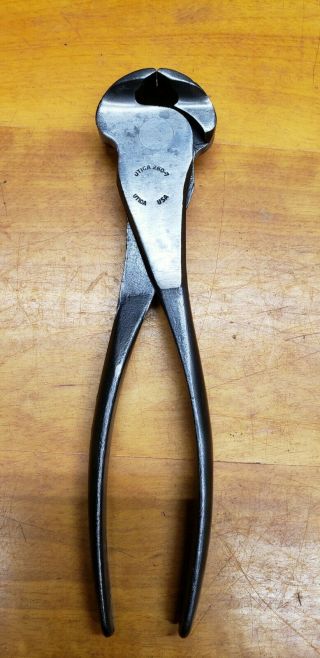 Vintage Utica 260 - 7 End Nippers Cutting Pliers Farrier Blacksmith W/ Lubring