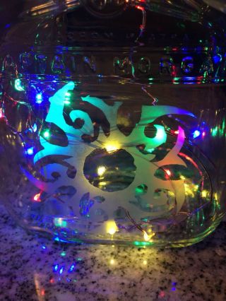 Fairy Lights Captain Morgan Bottle Light Art Etched Glass Tribal Sun Design