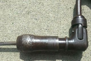 Vintage Antique Ratcheting Millers Falls Hand Crank Brace Bit Drill Wood Handle 2
