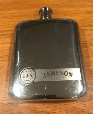 Jameson Whisky Flask,  Stainless Steel 3 1/2 Inches Wide By 4 3/4 Inches Tall