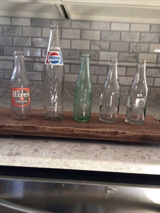 Pepsi 16oz,  Hires Rootbeer 8oz,  Dr Pepper 6 Oz Soda Bottles And Soda Water Bottl