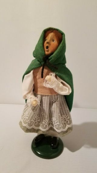 1994 Byers Choice Carolers - Little Girl Wearing A Green Cape