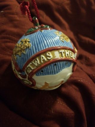 Fitz And Floyd Hand Painted Christmas Ornament - The Night Before Christmas