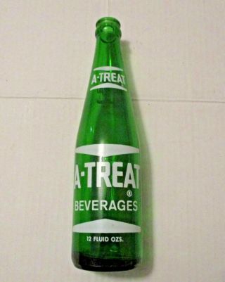 Vintage 1957 A - Treat Beverages Advertising Soda Pop Glass Bottle Allentown