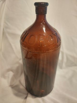 Vintage Brown Glass Clorox Bottle 32oz