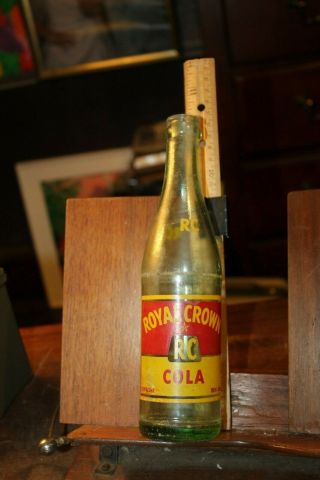 Vintage 1959 Royal Crown Rc Cola Bottle Duraglas Bee Hive Applied Label 10 Ounce