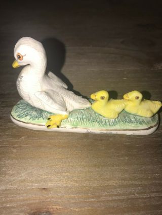 Signed Vintage Basil Matthews 1980s Duck With Chicks Figurine