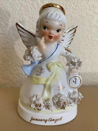 Vintage Napco Angel Figurine January Angel Japan 4 1/2”