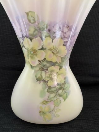 Vintage Andrea By Sadek Hand Painted Vase Green Purple Flowers Japan Porcelain