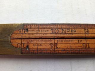 Vintage Rare Stanley No.  52 Carpenters Boxwood And Brass Rule