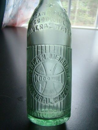 Vintage Green Morgan Memorial Goodwill Mineral Water Bottle - South Athol,  Mass.