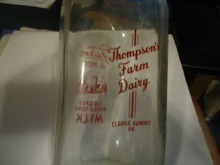 Vintage Quart Milk Bottle Thompson 