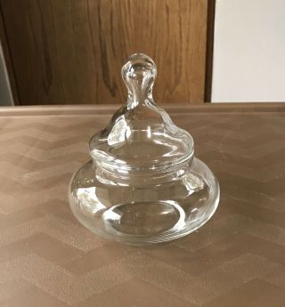 Vintage 5 " Clear Glass Apothecary Jar With Lid Bath Salt