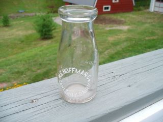 Old 1937 W.  E.  Hoffman Sanitary Dairy Embossed Half Pint Milk Bottle Altoona Pa
