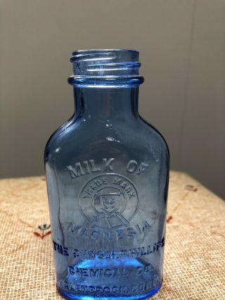 Vintage Cobalt Blue Phillips Milk Of Magnesia Bottle 5 " No Lid Made In Usa