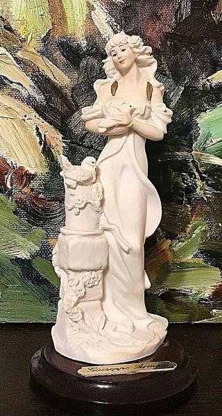 Vintage Florence Giuseppe Armani 1994 Italy Figurine Statue Lady With Doves 5 "
