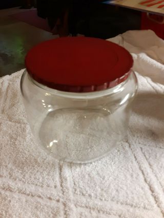 Vintage Duraglas Counter Jar With Red Metal Lid